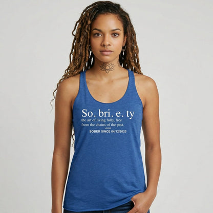 Sobriety Definition Women's Racerback Tank w/Personalize Sober Date