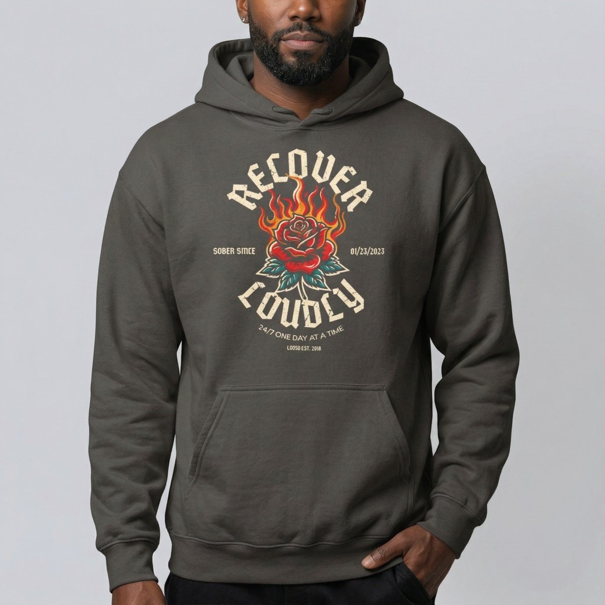 Recovery Hoodie | Recover Loudly Custom Sobriety Date Hoodie
