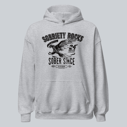 Sobriety Rocks | Men's Sober Since Hoodie with Custom Sobriety Date