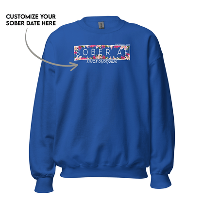 Recovery Sweatshirt | Women's Sober AF Sweatshirt w/ Custom Sobriety Date