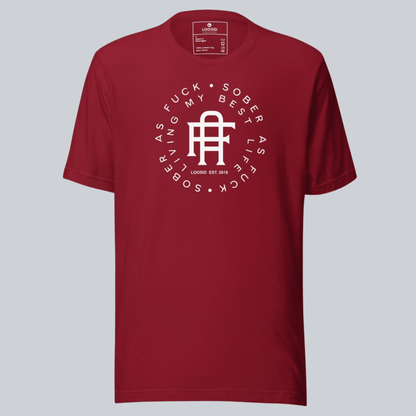 Loosid Living My Best Life Sober T Shirt featuring the design