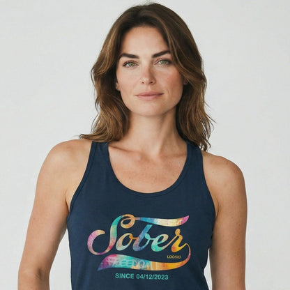 Sober T Shirt | Women’s Sober Since Racerback Tank with Date