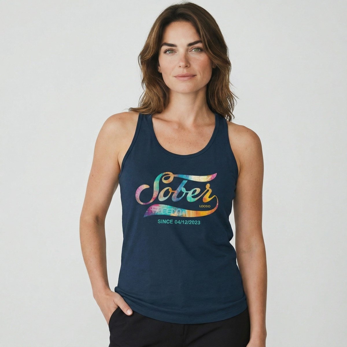 Sober T Shirt | Women’s Sober Since Racerback Tank with Date