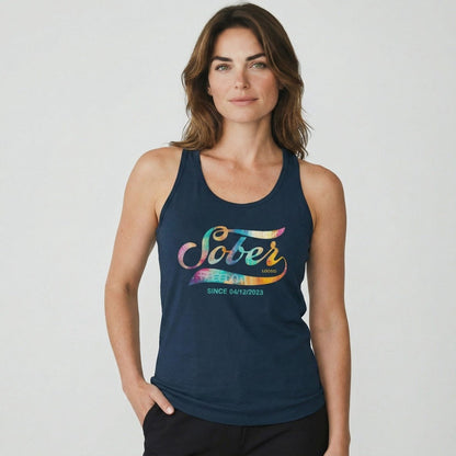 Sober T Shirt | Women’s Sober Since Racerback Tank with Date