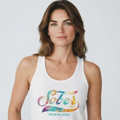 Sober T Shirt | Women’s Sober Since Racerback Tank with Date