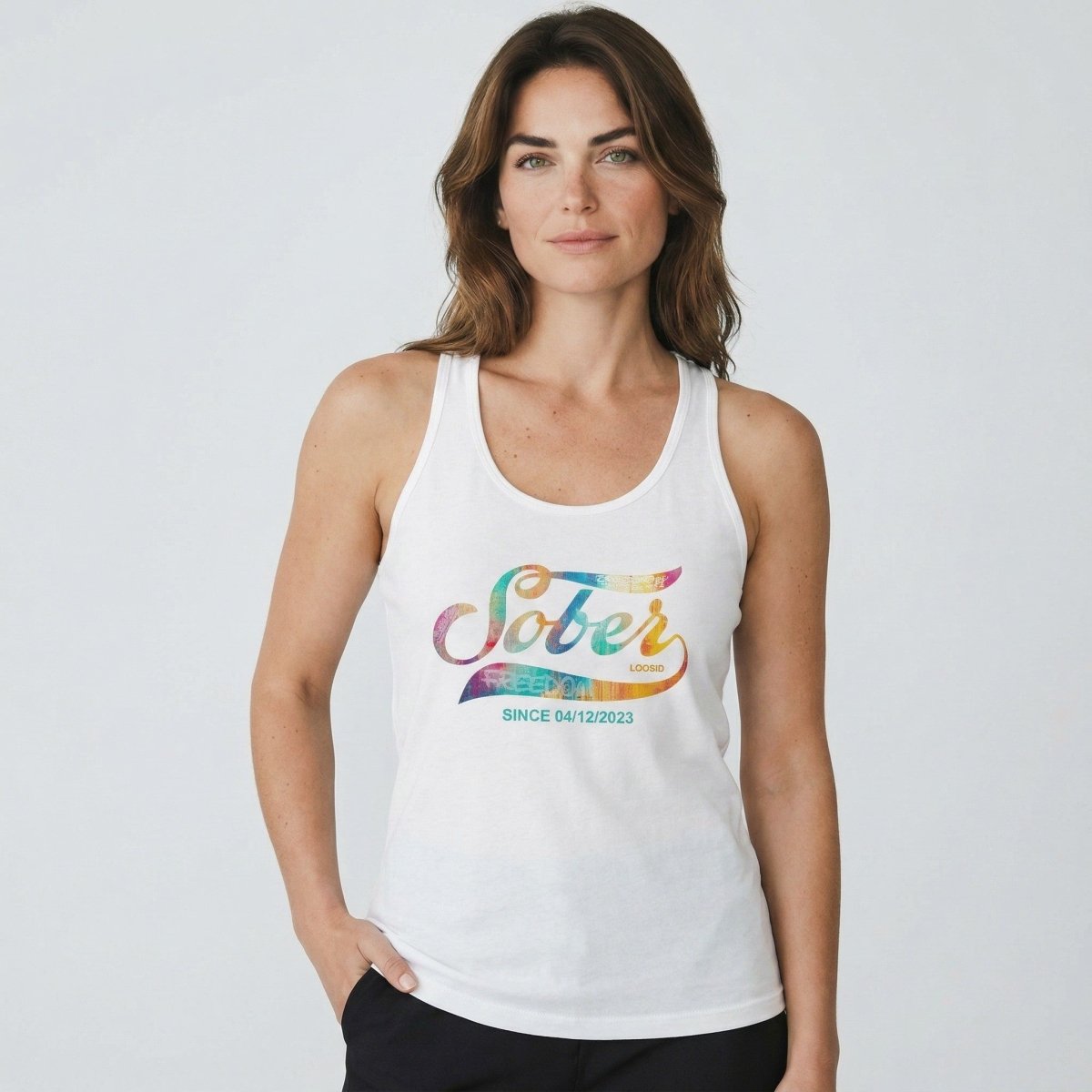 Sober T Shirt | Women’s Sober Since Racerback Tank with Date