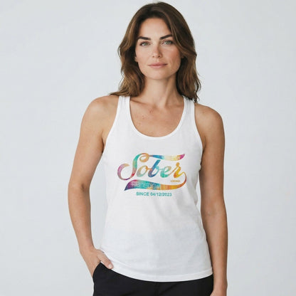 Sober T Shirt | Women’s Sober Since Racerback Tank with Date