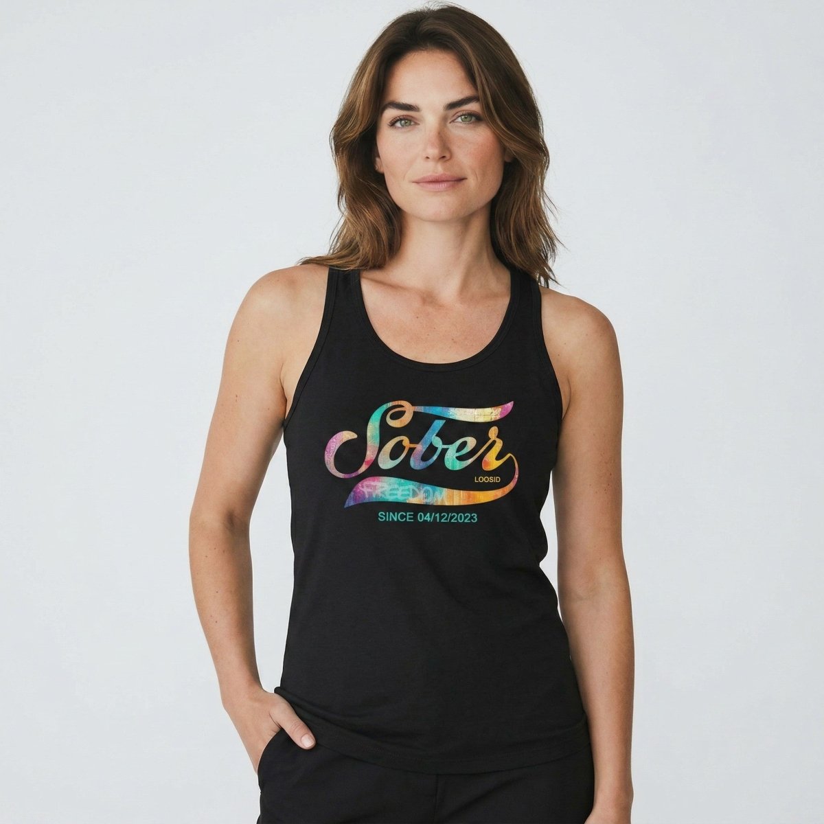 Sober T Shirt | Women’s Sober Since Racerback Tank with Date