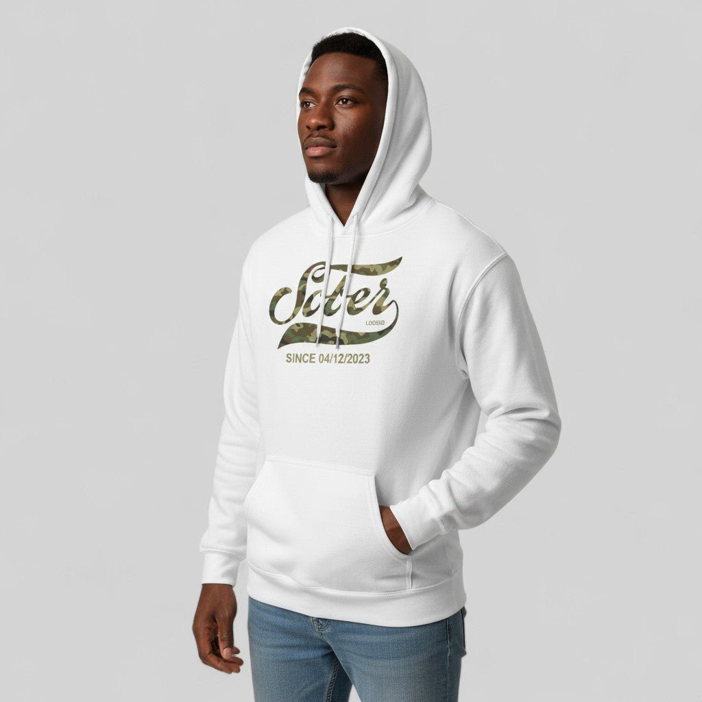 Recovery Hoodie | Sober Since Camo Hoodie with Personalized Date