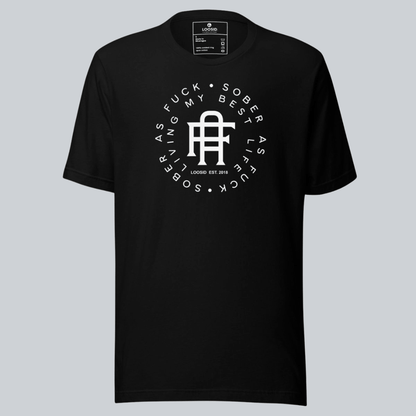 Living My Best Life Sober T Shirt flat lay styled image (view 3)