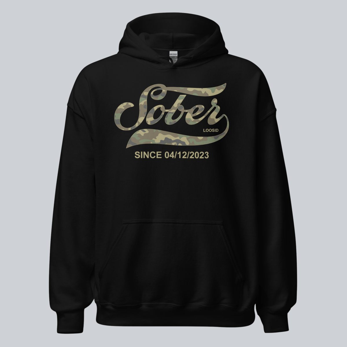 Recovery Hoodie | Sober Since Camo Hoodie with Personalized Date