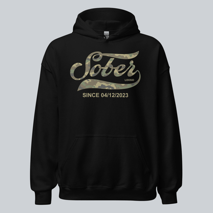 Recovery Hoodie | Sober Since Camo Hoodie with Personalized Date