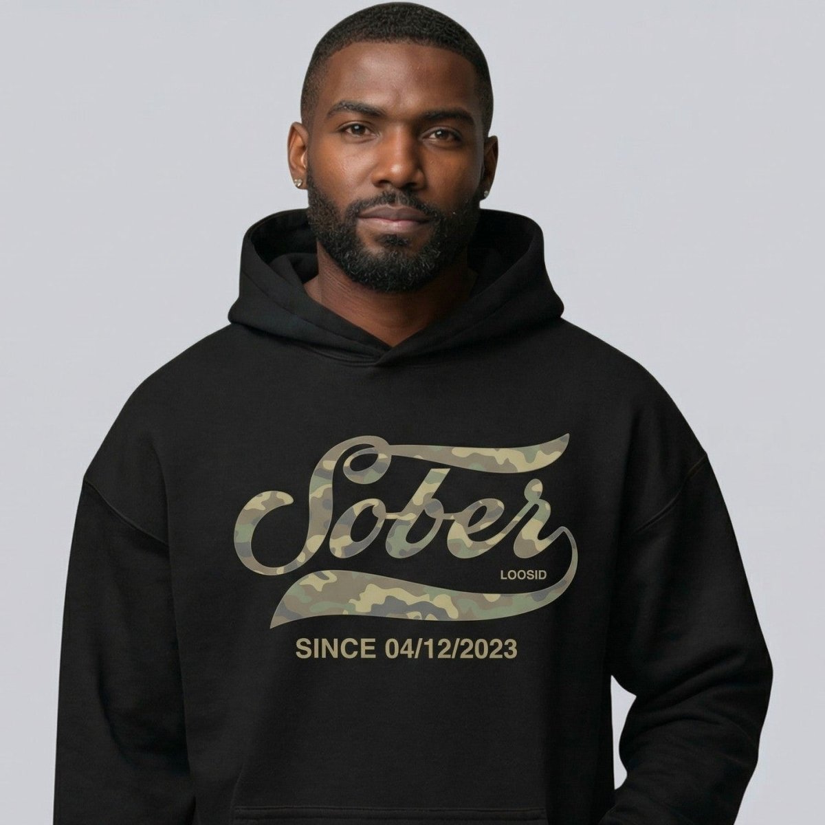 Recovery Hoodie | Sober Since Camo Hoodie with Personalized Date