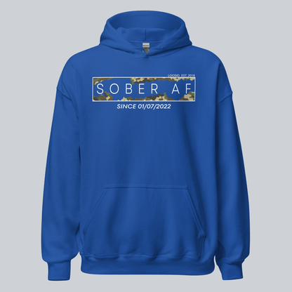 Recovery Hoodie | Men's Sober AF Camo Hoodie with Custom Sober Date