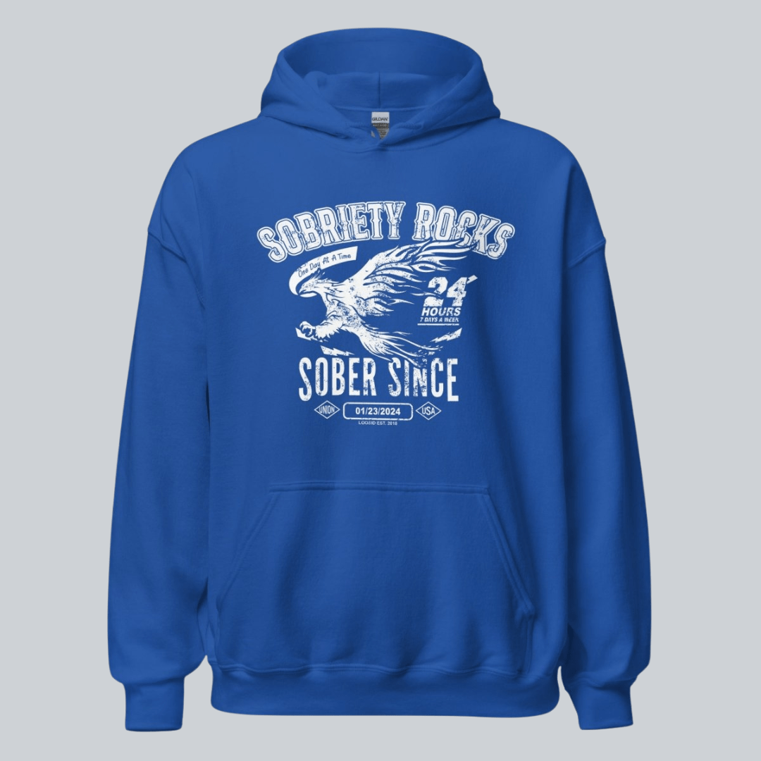 Sobriety Rocks | Men's Sober Since Hoodie with Custom Sobriety Date