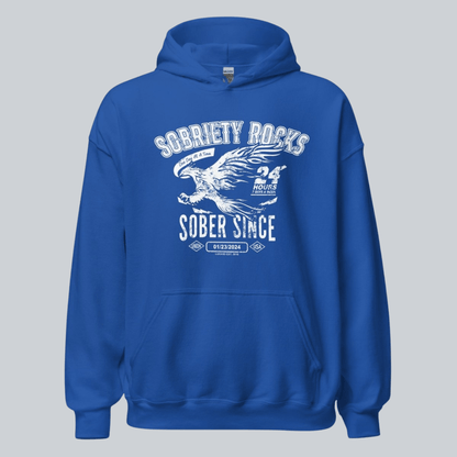 Sobriety Rocks | Men's Sober Since Hoodie with Custom Sobriety Date