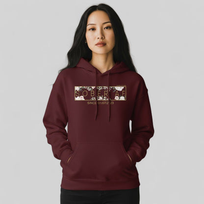 Recovery Hoodie | Women's Sober AF Flower Hoodie with Custom Date