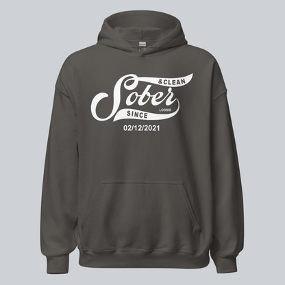 Men Sober Since Hoodie w/ Personalized Sobriety Date