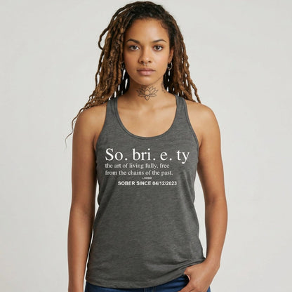 Sobriety Definition Women's Racerback Tank w/Personalize Sober Date