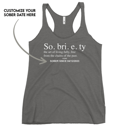 Sobriety Definition Women's Racerback Tank w/Personalize Sober Date