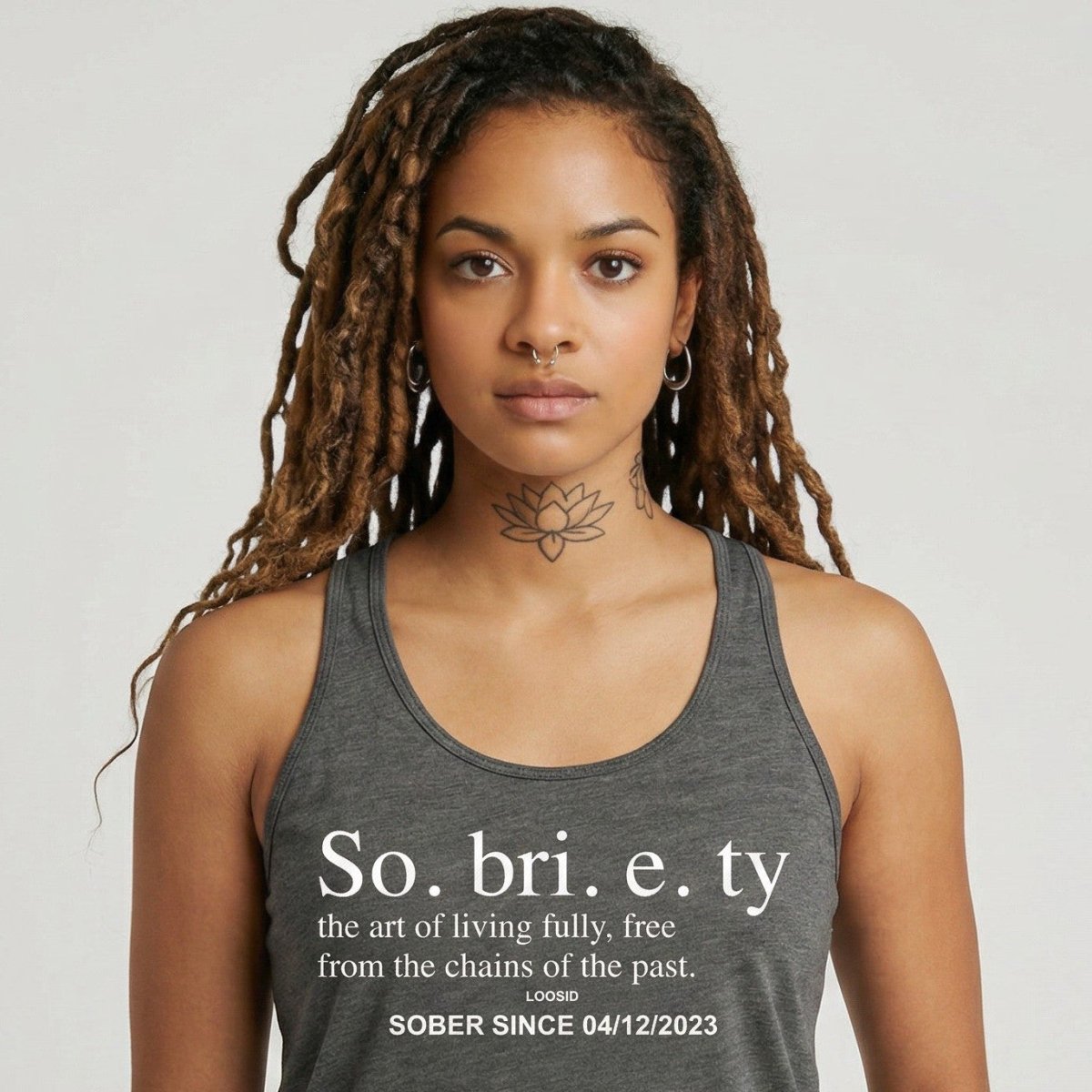 Sobriety Definition Women's Racerback Tank w/Personalize Sober Date