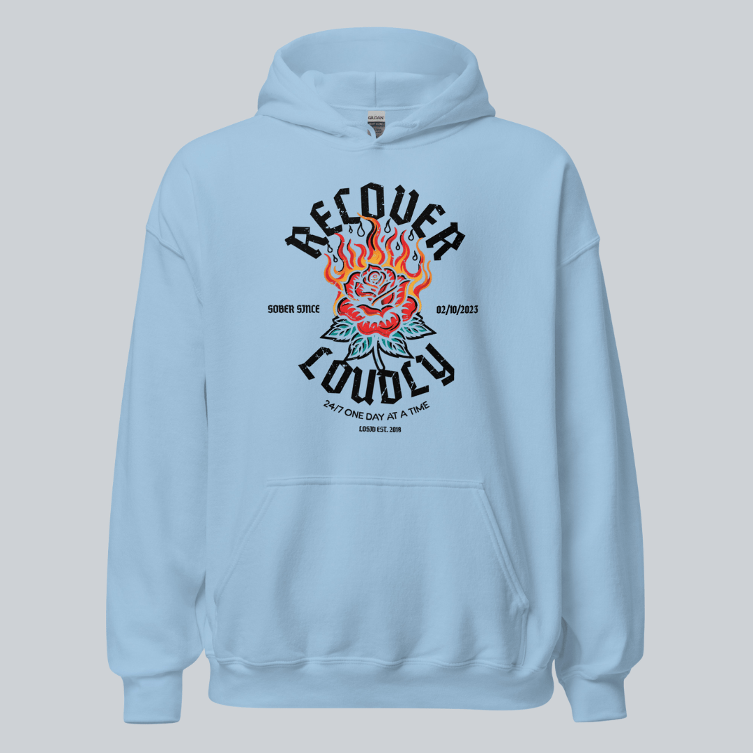 Recovery Hoodie | Recover Loudly Women’s Custom Sobriety Date