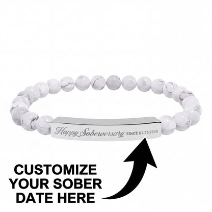 Sobriety Gift | Happy Soberversary Stone Bar Jewelry (Engraving)