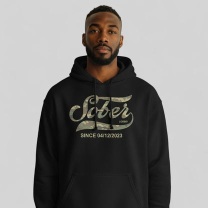 Recovery Hoodie | Sober Since Camo Hoodie with Personalized Date