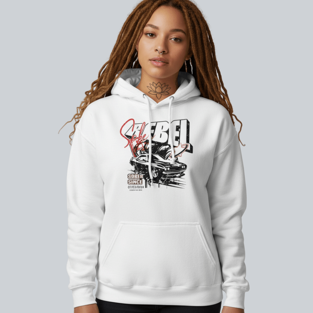 Sober Rebel Custom Sobriety Date Recovery Hoodie side view (view 6)
