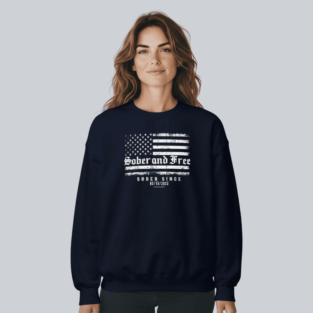 Sober and Free Sobriety Sweatshirt | Custom Recovery Date