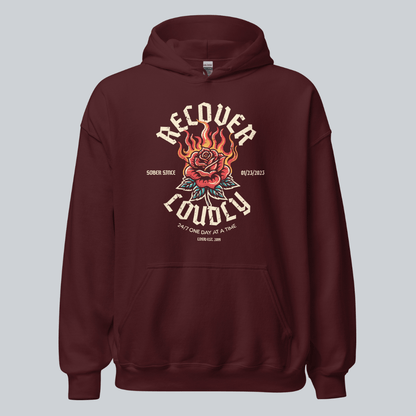 Recovery Hoodie | Recover Loudly Women’s Custom Sobriety Date