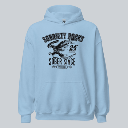 Sobriety Rocks | Men's Sober Since Hoodie with Custom Sobriety Date