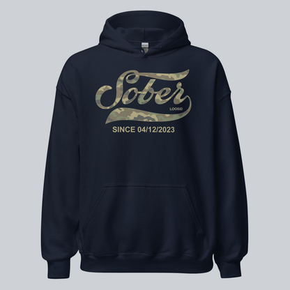 Recovery Hoodie | Sober Since Camo Hoodie with Personalized Date