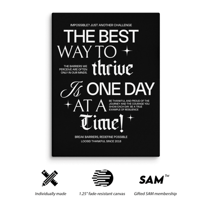 Sobriety Art canvas featuring uplifting gratitude and strength theme