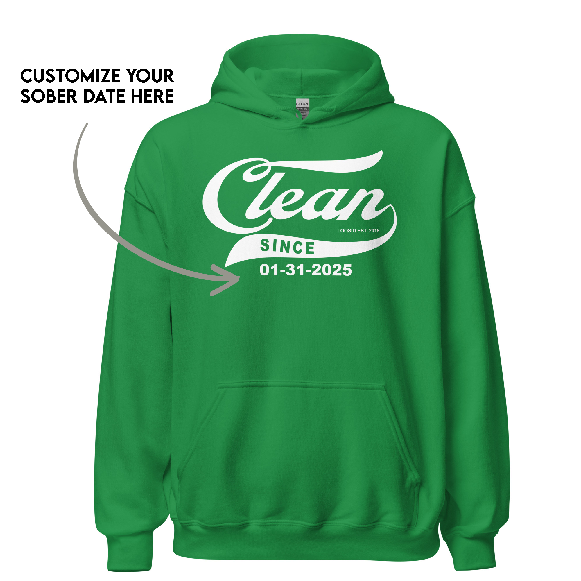 Women’s Clean Since Hoodie w/ Personalized Sobriety Date