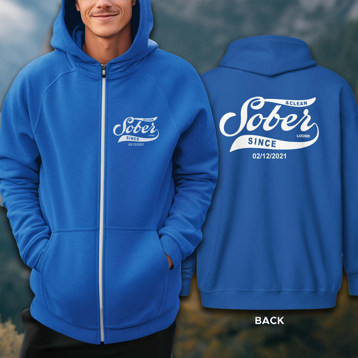 Recovery Zip Hoodie | Sober Since Unisex Hoodie with Custom Sobriety Date