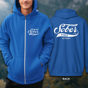 Recovery Zip Hoodie | Sober Since Unisex Hoodie with Custom Sobriety Date