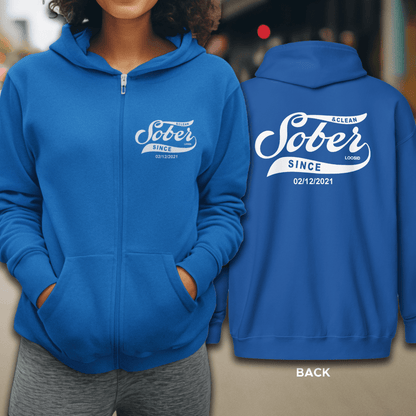 Recovery Zip Hoodie | Sober Since Unisex Hoodie with Custom Sobriety Date
