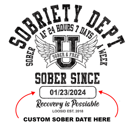 Sobriety Dept Zip Hoodie Front and Back Print Hoodie – Sober AF 24/7 with Custom Sobriety Date