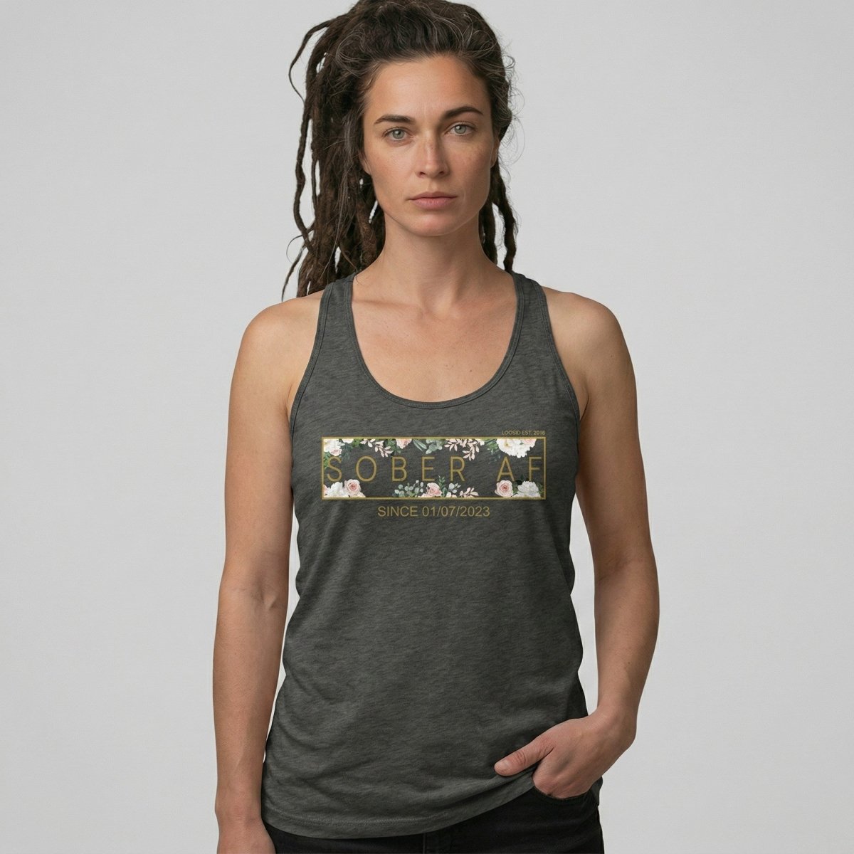 Sober AF Flower Sober Tank Top fit detail (view 19)