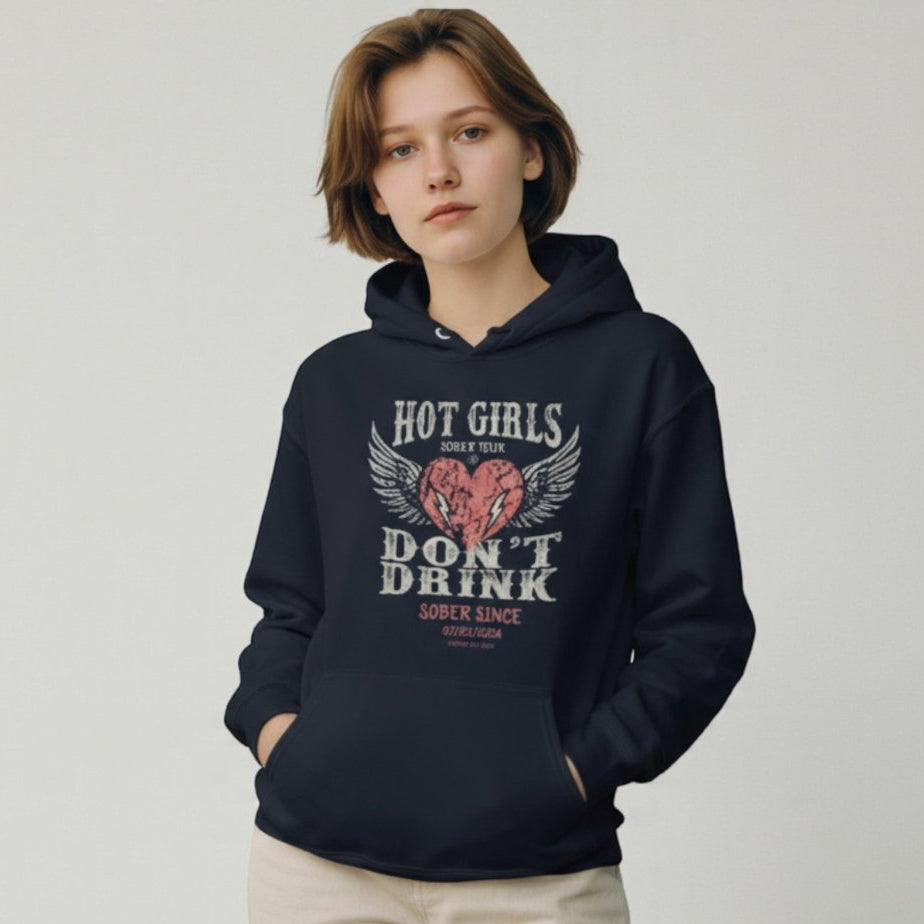 Recovery Hoodie | Hot Girls Custom Sobriety Date Hoodie