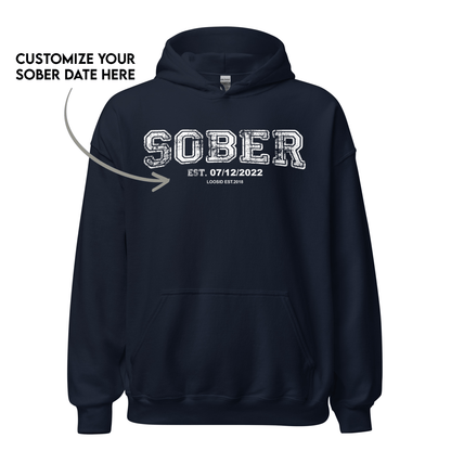 Sober Collegiate Hoodie W/ Personalize Sobriety Date