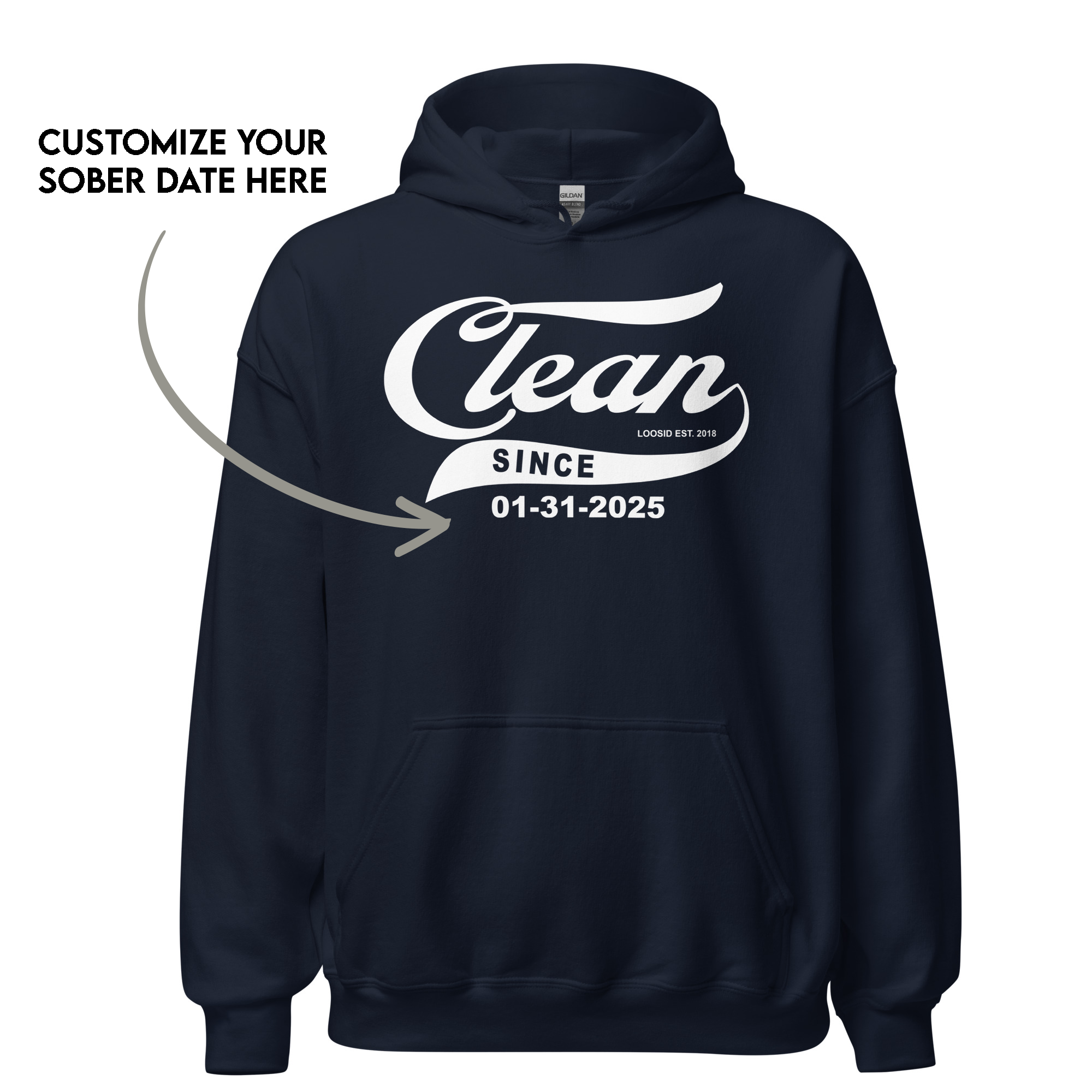 Women’s Clean Since Hoodie w/ Personalized Sobriety Date
