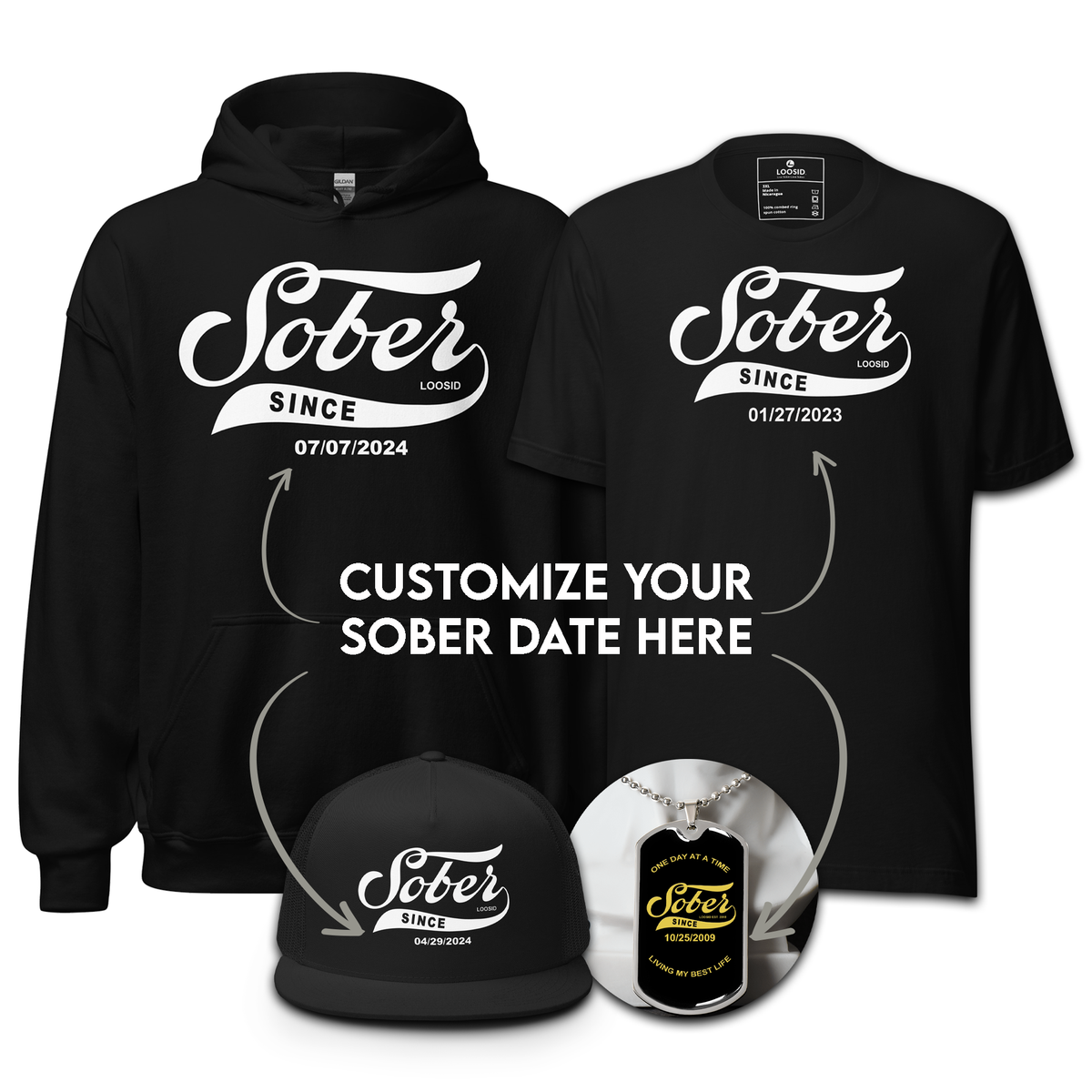 Men's Sober Celebration Base Bundle w/ Personalized Sobriety Date