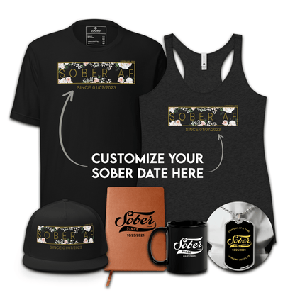 Women’s Sobriety Gift Flower Bundle with Personalized Date | Recovery Gift Set