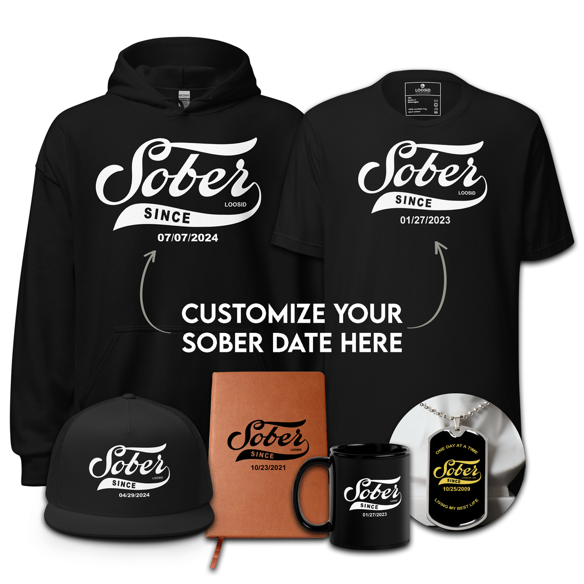 Men's Sober Celebration Premium Bundle w/ Personalized Sobriety Date