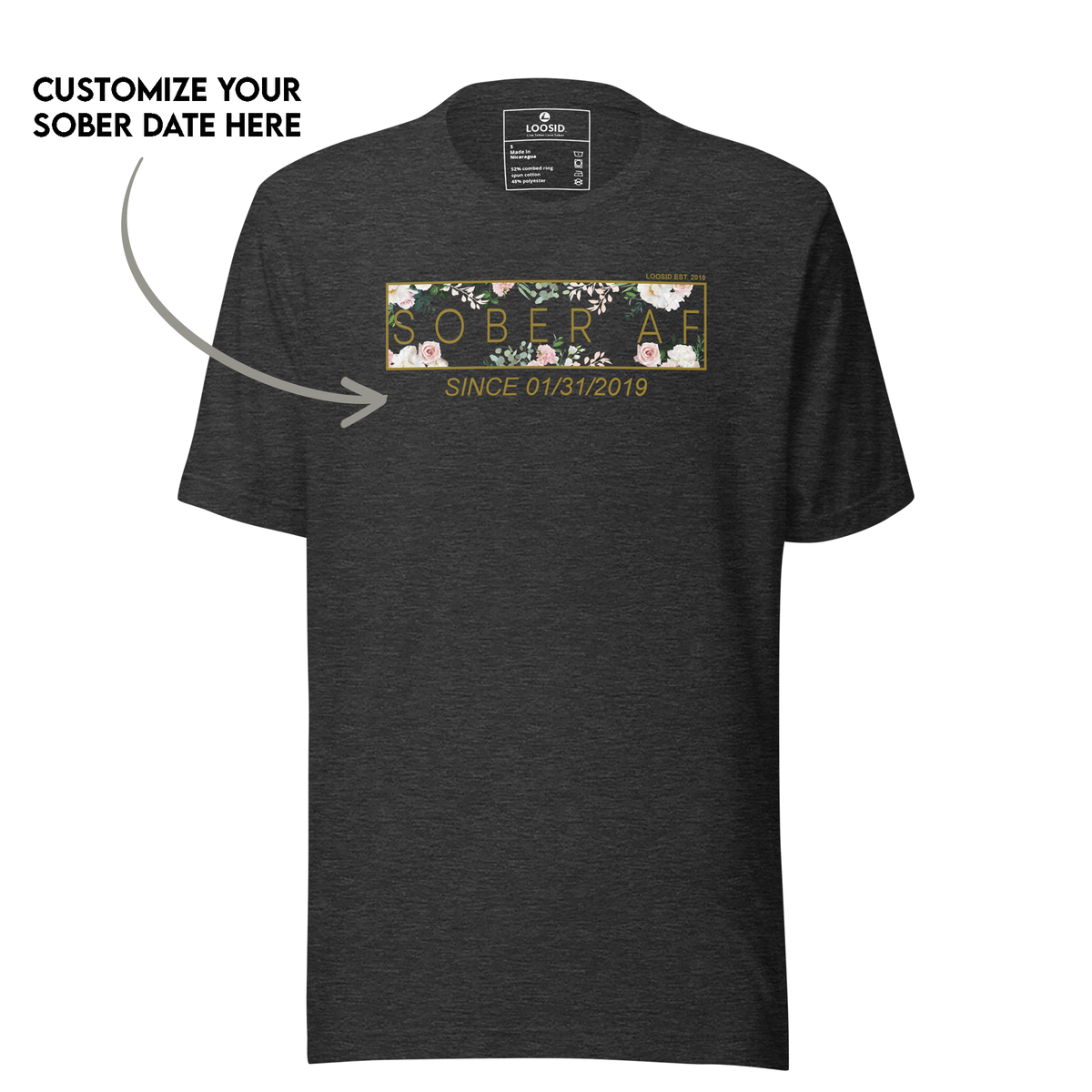 Personalized Sober T Shirt honoring sobriety achievements