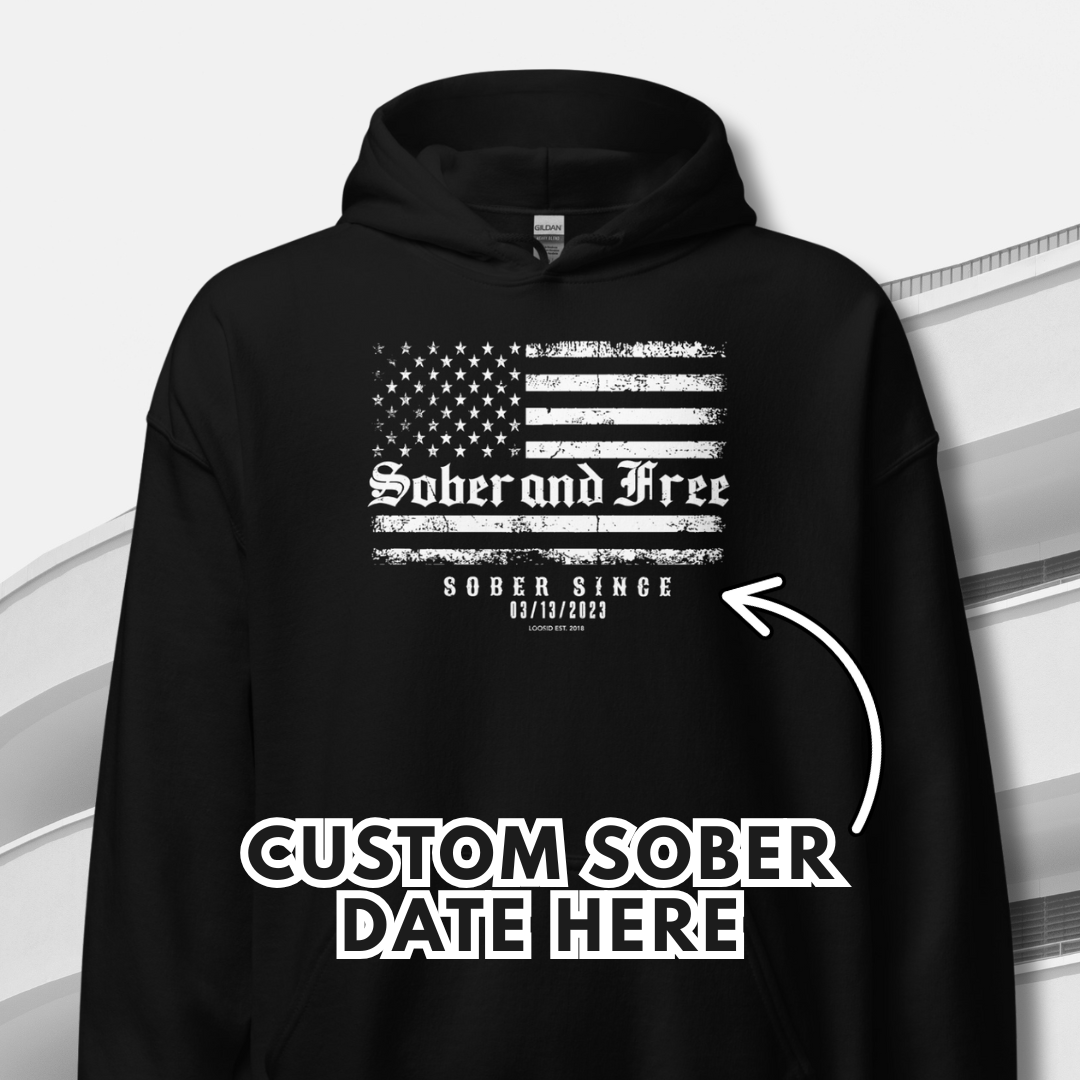 Recovery Hoodie celebrating sober and free lifestyle