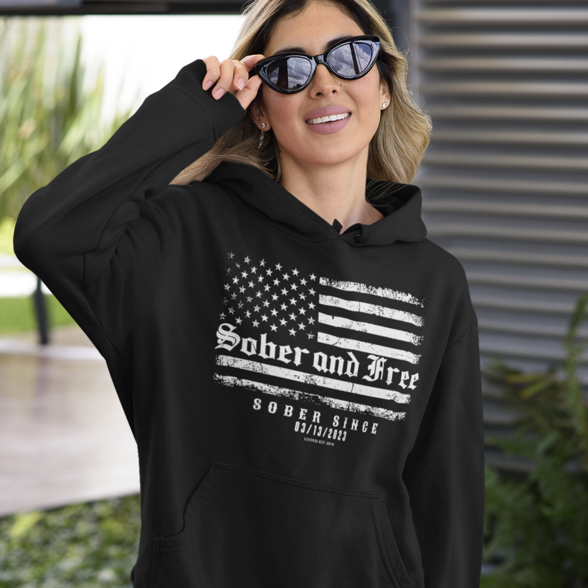 Women’s Sober Hoodie with I’m Not Telling Design and Custom Sobriety Date
