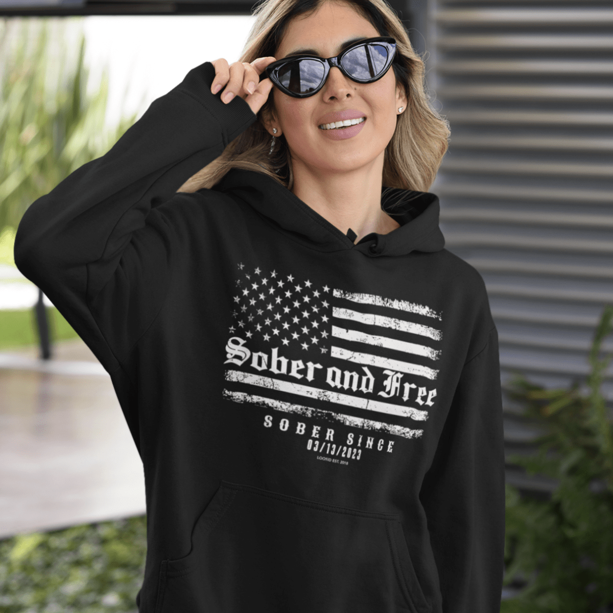 Recovery Hoodie | Sober and Free Custom Sobriety Date Sweatshirt